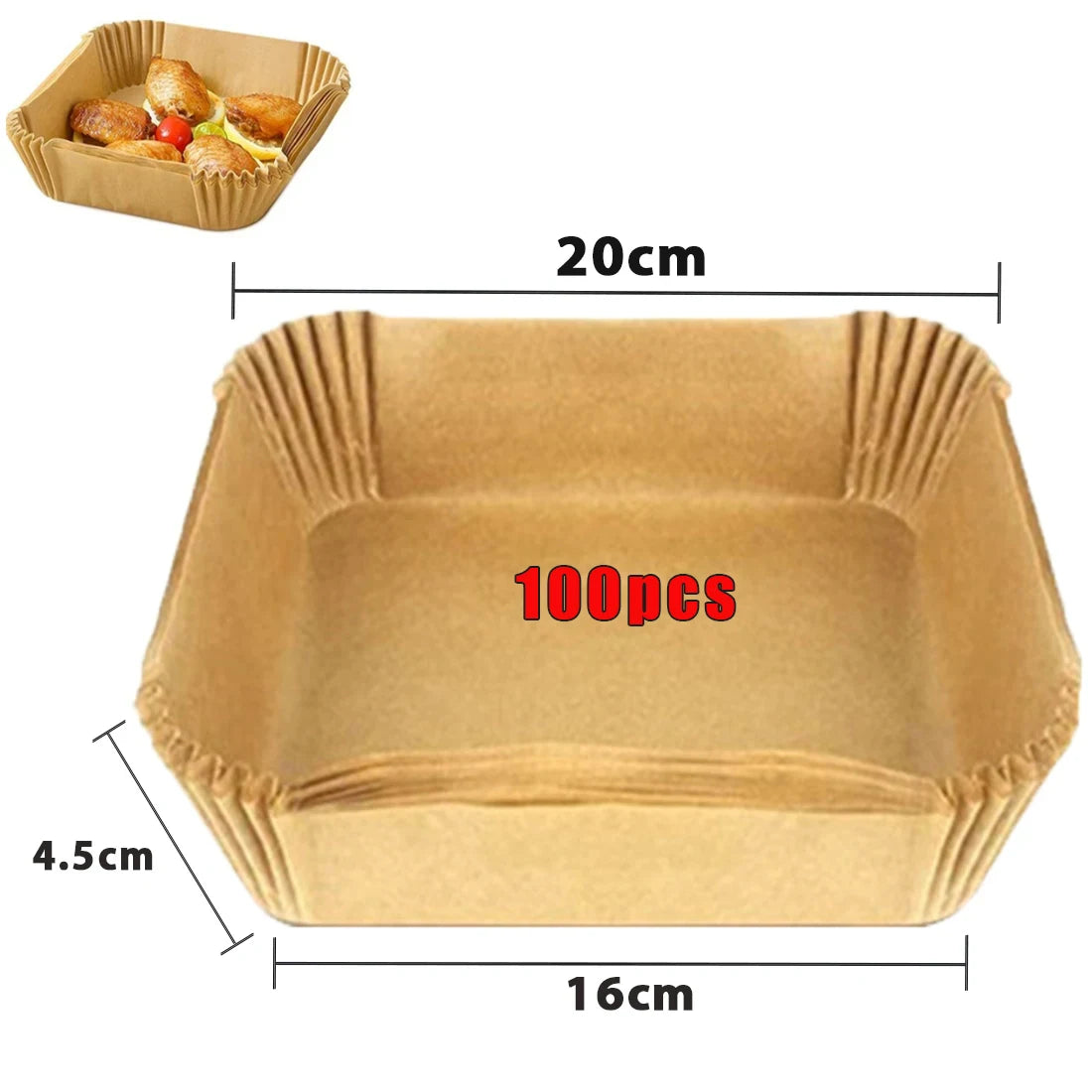 Air Fryer Disposable Paper Liners (50/100 Pack) | Non-Stick, No-Mess Cleanup for Easy Cooking