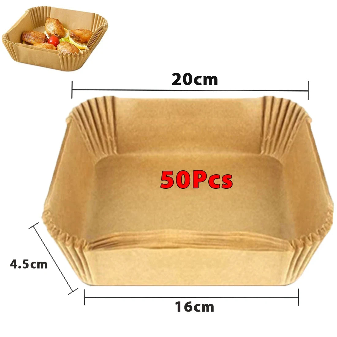 Air Fryer Disposable Paper Liners (50/100 Pack) | Non-Stick, No-Mess Cleanup for Easy Cooking