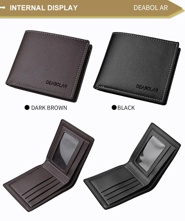 PU Leather Men’s Short Wallet – Thin Folding Credit Card Holder, Compact England Style