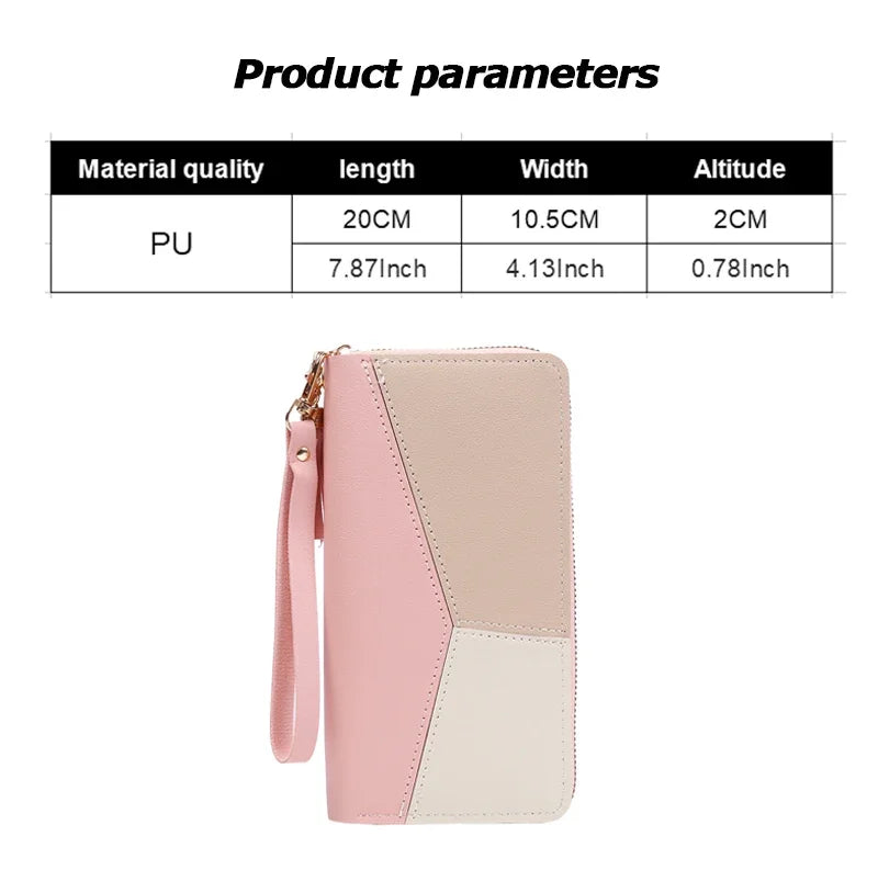 Fashion Zipper Wallet for Women – Long PU Leather Purse, Coin & Card Holder, Stylish Billfold