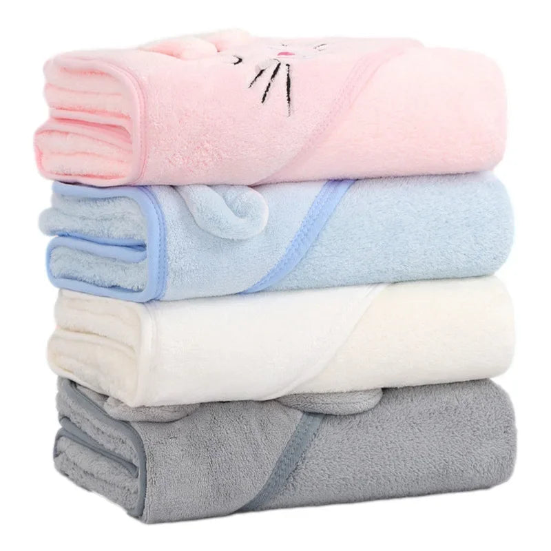 Cartoon Animal Baby Hooded Towel – Soft Swaddle Blanket for Newborns & Toddlers