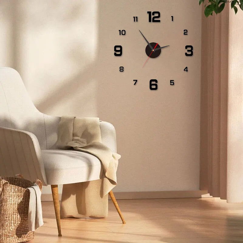 DIY 3D Frameless Wall Clock | Modern Minimalist Silent Wall Decor for Living Room, Office & Bedroom