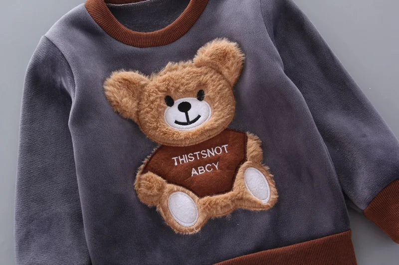 Kids 3-Piece Bear Outfit Set – Cotton Warm Hoodie, Vest & Pants for Boys & Girls (0–4 Years)