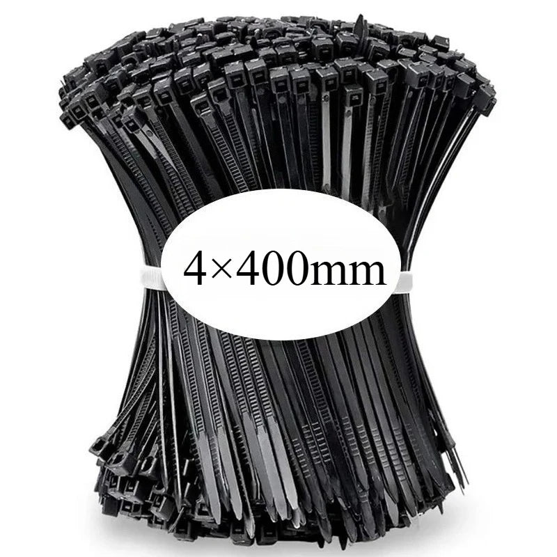 100PCS Nylon Cable Zip Ties – Self-Locking Fastening Straps (Black/White)