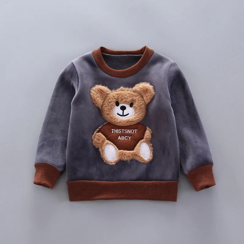 Kids 3-Piece Bear Outfit Set – Cotton Warm Hoodie, Vest & Pants for Boys & Girls (0–4 Years)
