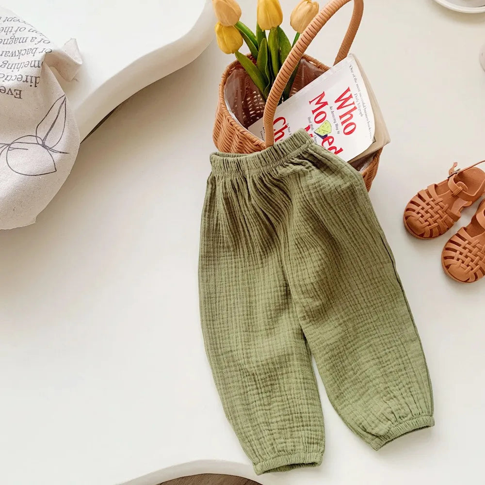 Spring & Summer Mosquito-Resistant Pants for Toddlers – Casual Loose Solid Color Trousers for Boys & Girls