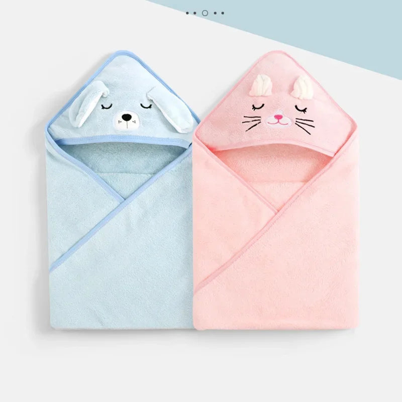 Cartoon Animal Baby Hooded Towel – Soft Swaddle Blanket for Newborns & Toddlers
