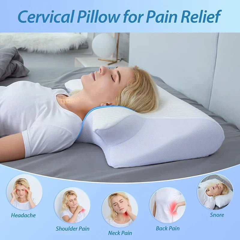 Butterfly Memory Foam Pillow for Neck Support | Contoured Cervical Pillow for Better Sleep & Neck Pain Relief