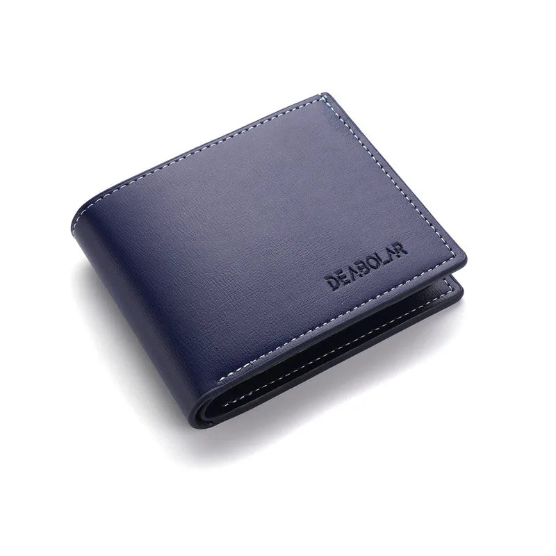 PU Leather Men’s Short Wallet – Thin Folding Credit Card Holder, Compact England Style