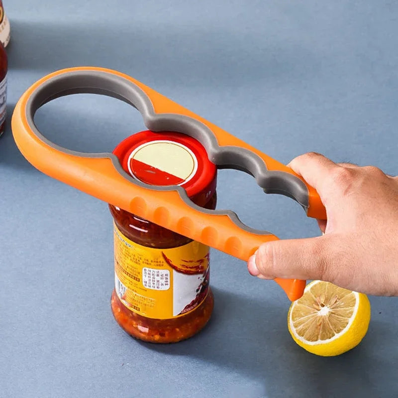 4-in-1 Jar & Bottle Opener Tool | Easy Grip Lid Opener, Can Opener & Kitchen Helper | Must-Have for Easy Opening