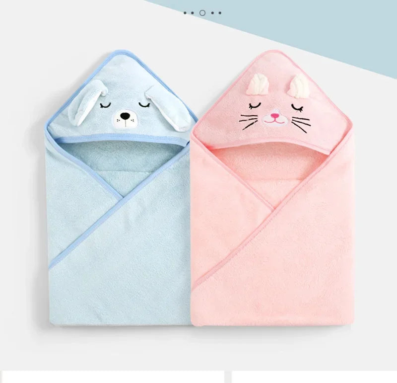 Cartoon Animal Baby Hooded Towel – Soft Swaddle Blanket for Newborns & Toddlers