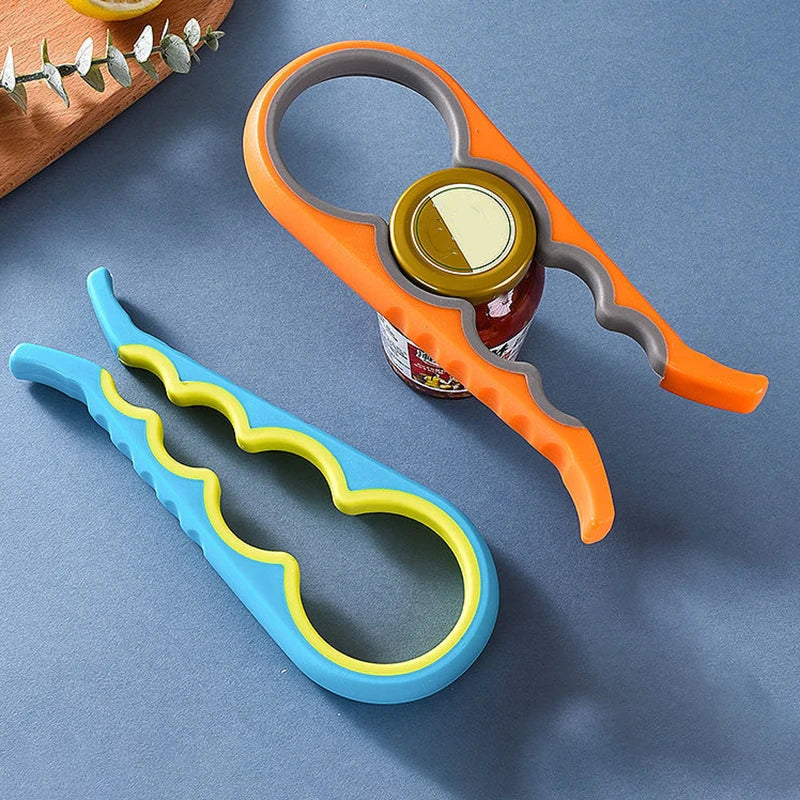 4-in-1 Jar & Bottle Opener Tool | Easy Grip Lid Opener, Can Opener & Kitchen Helper | Must-Have for Easy Opening