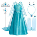 Girls Snow Queen Princess Dress – Elsa-Inspired Costume with Long Cloak for Halloween & Dress Up