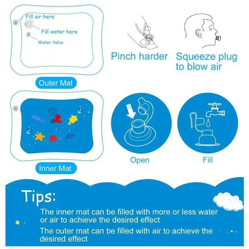 Baby Inflatable Water Play Mat – Tummy Time Cushion for Sensory Development & Early Learning