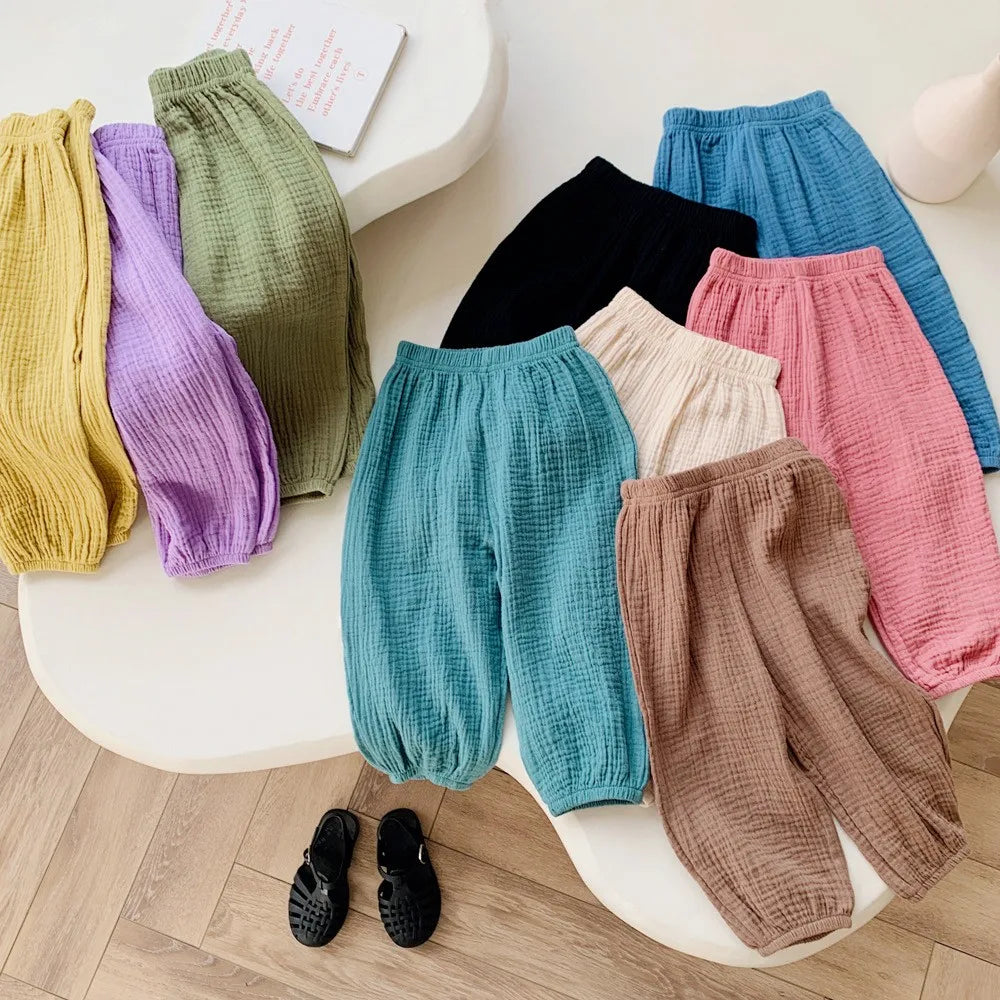 Spring & Summer Mosquito-Resistant Pants for Toddlers – Casual Loose Solid Color Trousers for Boys & Girls
