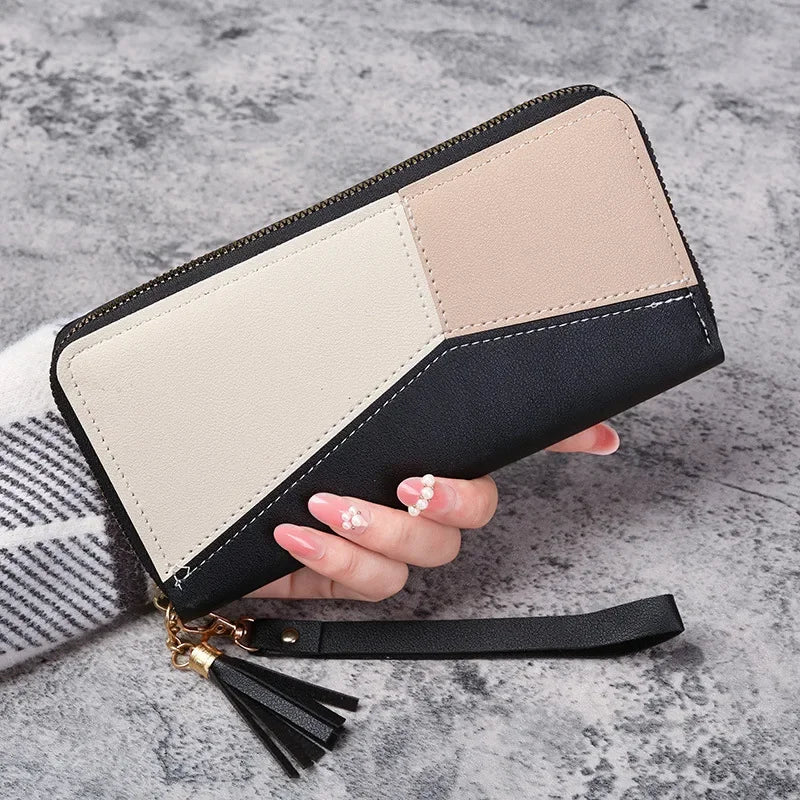 Fashion Zipper Wallet for Women – Long PU Leather Purse, Coin & Card Holder, Stylish Billfold