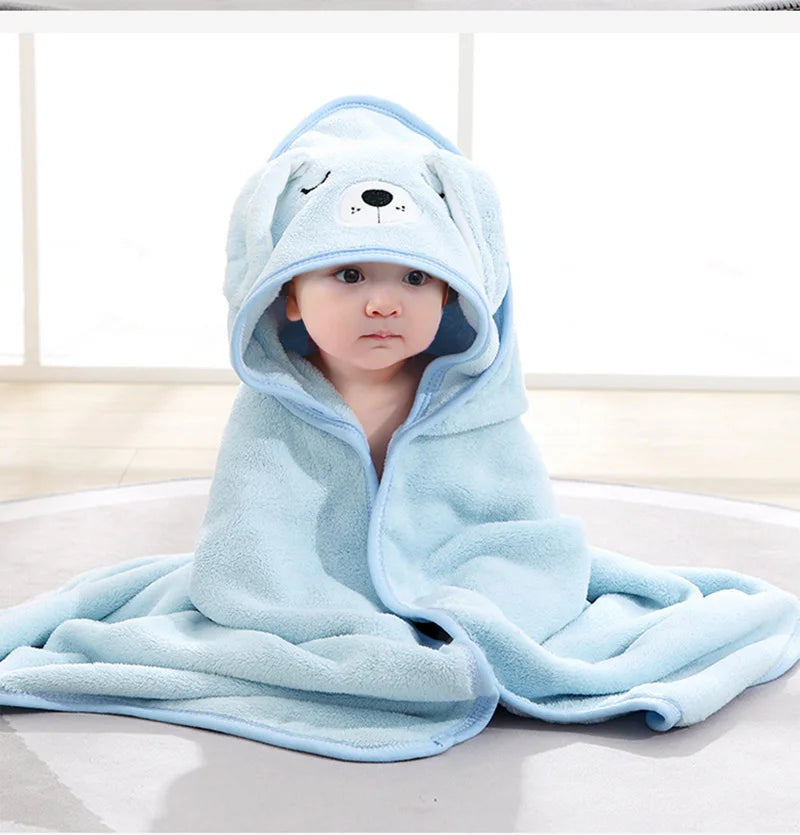 Cartoon Animal Baby Hooded Towel – Soft Swaddle Blanket for Newborns & Toddlers