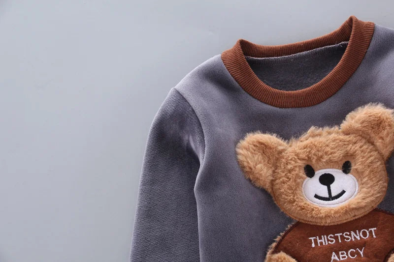 Kids 3-Piece Bear Outfit Set – Cotton Warm Hoodie, Vest & Pants for Boys & Girls (0–4 Years)