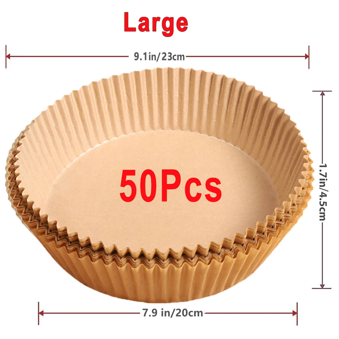 Air Fryer Disposable Paper Liners (50/100 Pack) | Non-Stick, No-Mess Cleanup for Easy Cooking