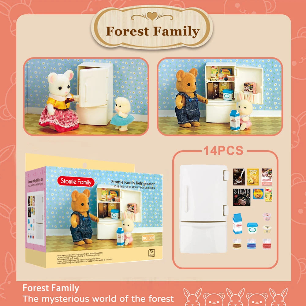 1:12 Miniature Dollhouse Furniture – Forest Family Kitchen & Dining Accessories, Pretend Play Toys for Girls
