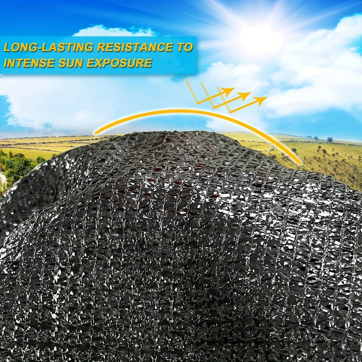Black Shade Cloth Sunblock Mesh – Taped Edge with Grommets for Pergola, Greenhouse, Garden & Patio