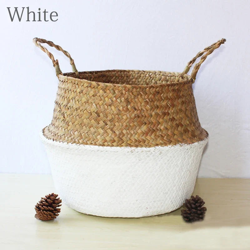 Handmade Straw Weaving Plant Pot Basket – Indoor & Outdoor Decorative Planter Container