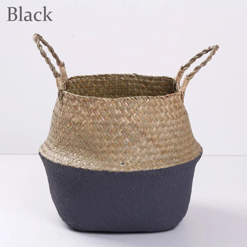 Handmade Straw Weaving Plant Pot Basket – Indoor & Outdoor Decorative Planter Container