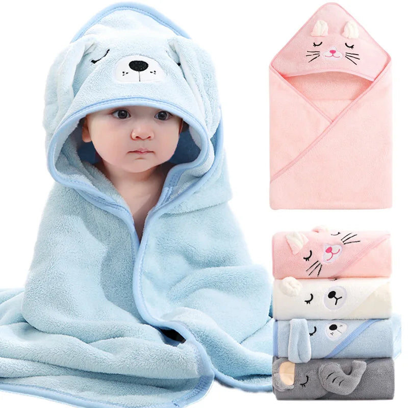 Cartoon Animal Baby Hooded Towel – Soft Swaddle Blanket for Newborns & Toddlers