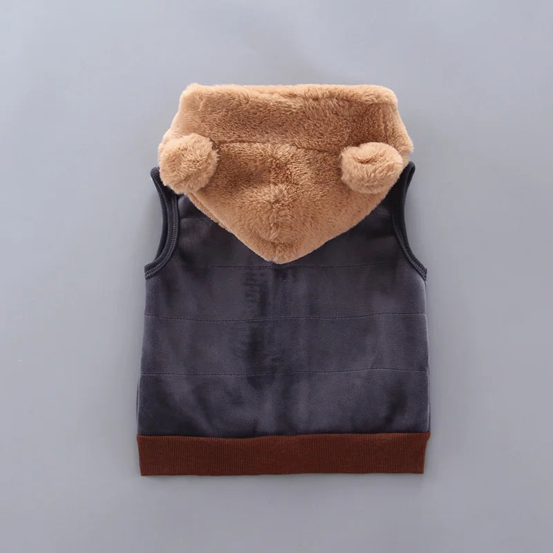 Kids 3-Piece Bear Outfit Set – Cotton Warm Hoodie, Vest & Pants for Boys & Girls (0–4 Years)