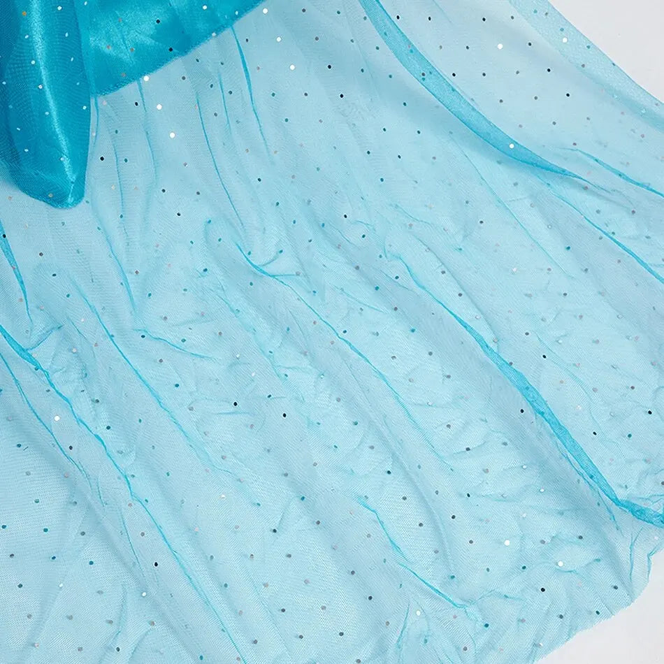 Girls Snow Queen Princess Dress – Elsa-Inspired Costume with Long Cloak for Halloween & Dress Up