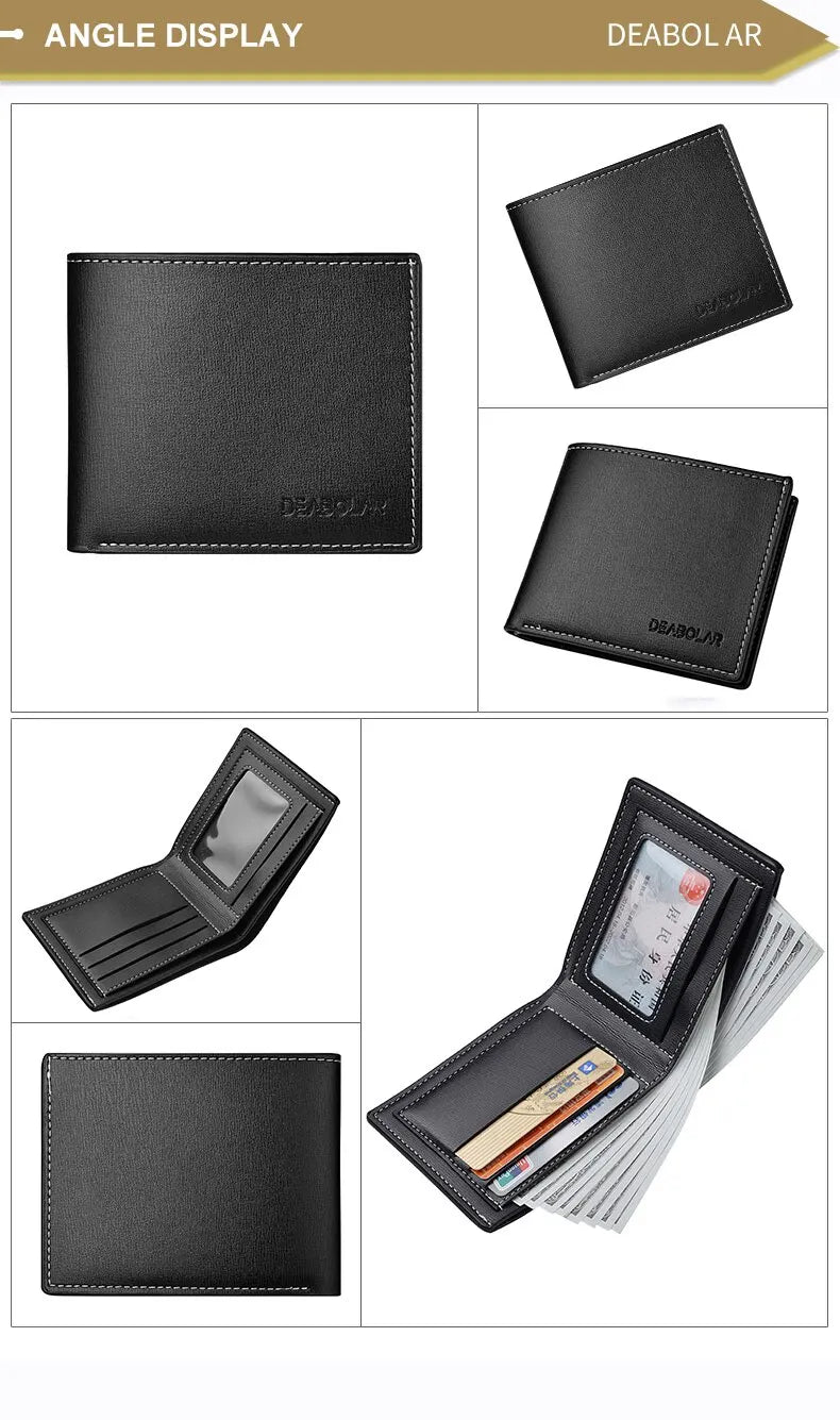 PU Leather Men’s Short Wallet – Thin Folding Credit Card Holder, Compact England Style