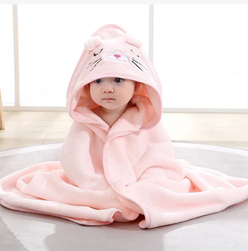 Cartoon Animal Baby Hooded Towel – Soft Swaddle Blanket for Newborns & Toddlers