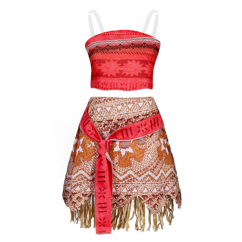 Ocean Adventure Moana Costume for Girls – Two-Piece Polynesian Style Dress Up for Halloween & Role Play