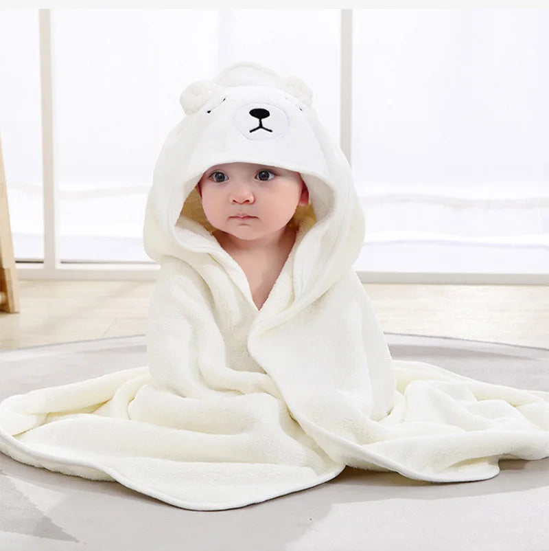 Cartoon Animal Baby Hooded Towel – Soft Swaddle Blanket for Newborns & Toddlers