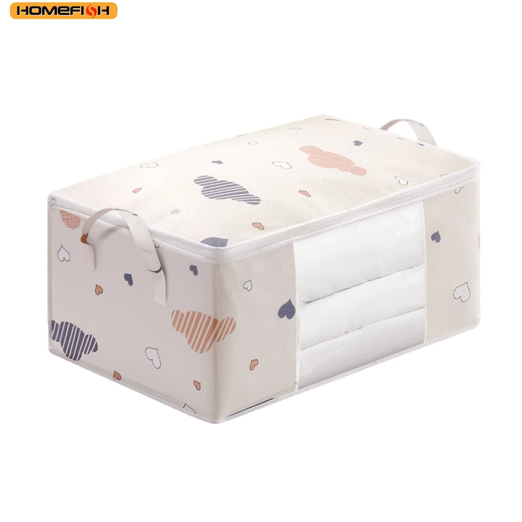 HOMEFISH Large Capacity Foldable Clothes Storage Bag – Reinforced Handle & Sturdy Zipper for Blankets and Bedding
