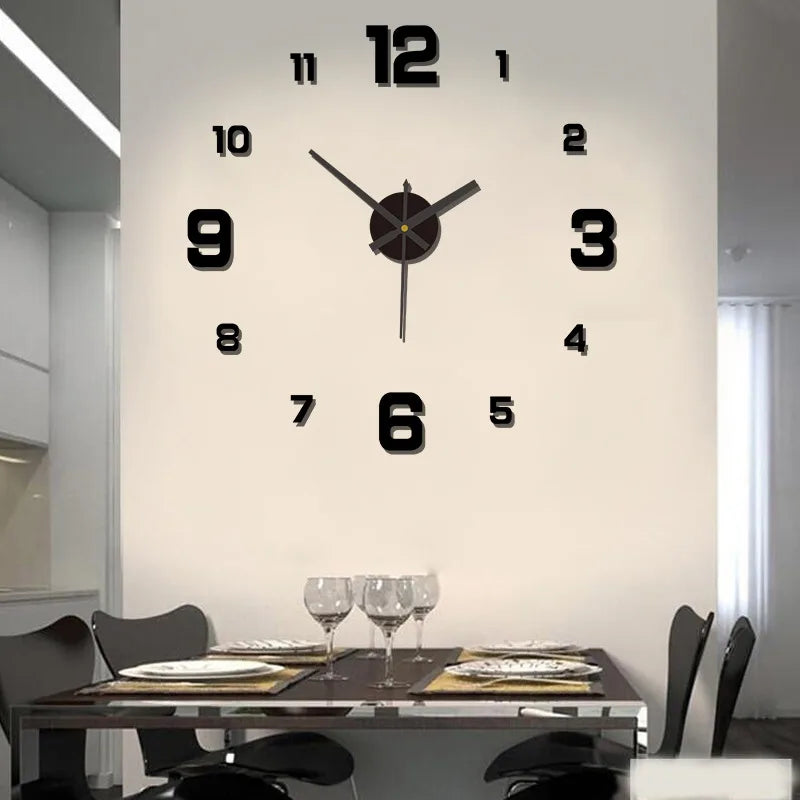 DIY 3D Frameless Wall Clock | Modern Minimalist Silent Wall Decor for Living Room, Office & Bedroom
