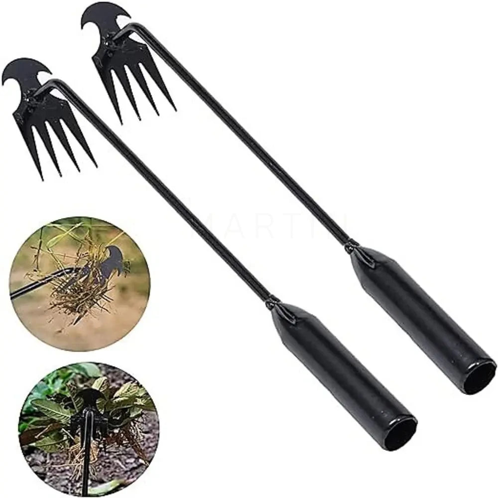 Heavy-Duty Hand Weeder Tool (4-Tine Steel) – Deep Root Weed Puller with Ergonomic Handle for Garden & Lawn