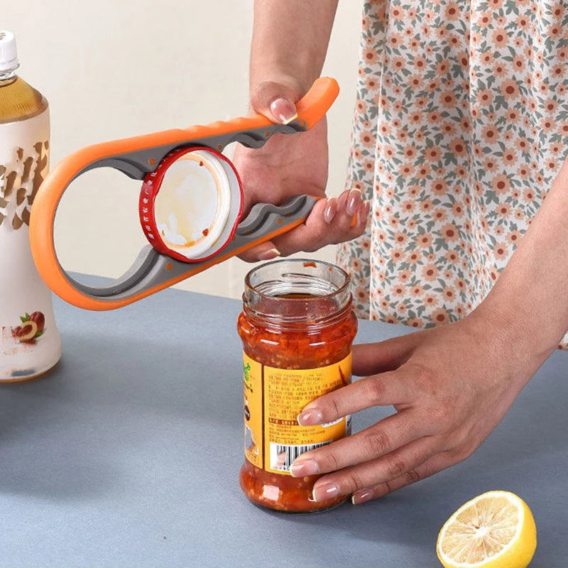 4-in-1 Jar & Bottle Opener Tool | Easy Grip Lid Opener, Can Opener & Kitchen Helper | Must-Have for Easy Opening