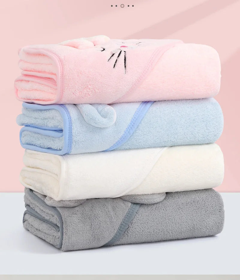 Cartoon Animal Baby Hooded Towel – Soft Swaddle Blanket for Newborns & Toddlers