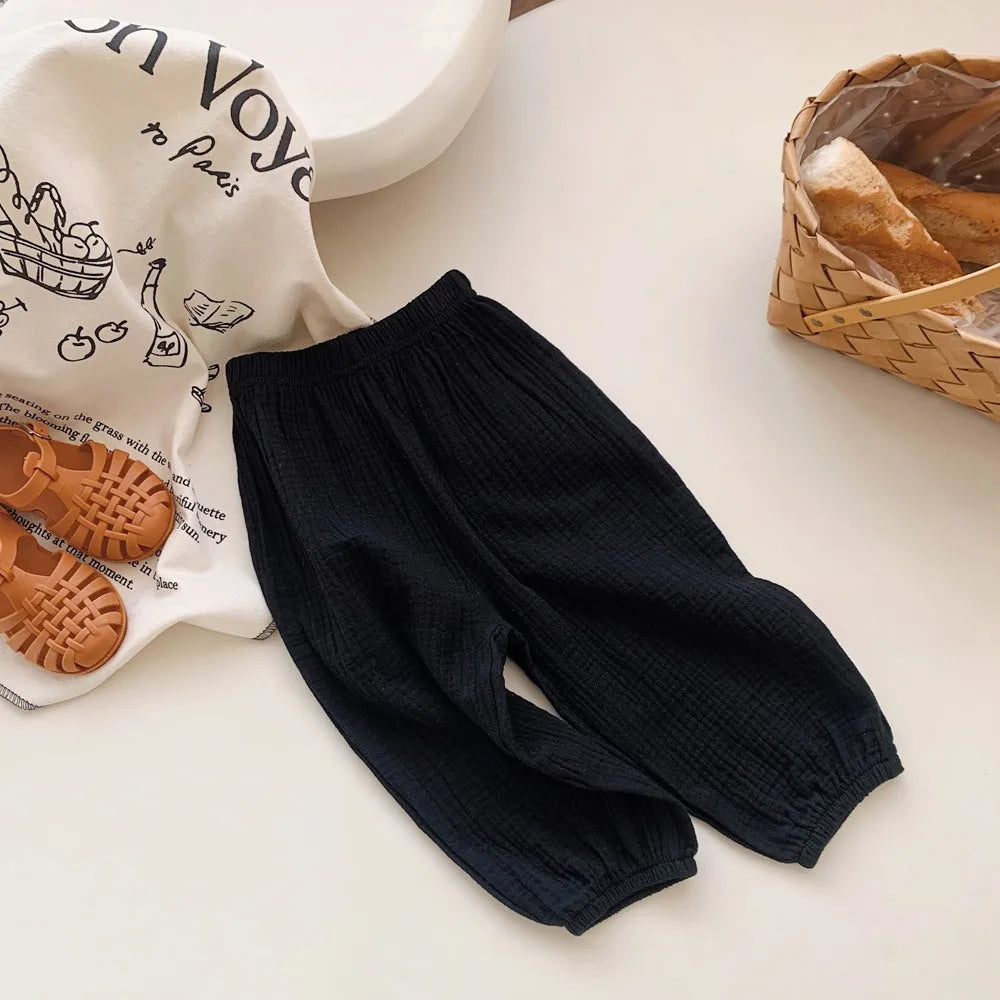 Spring & Summer Mosquito-Resistant Pants for Toddlers – Casual Loose Solid Color Trousers for Boys & Girls
