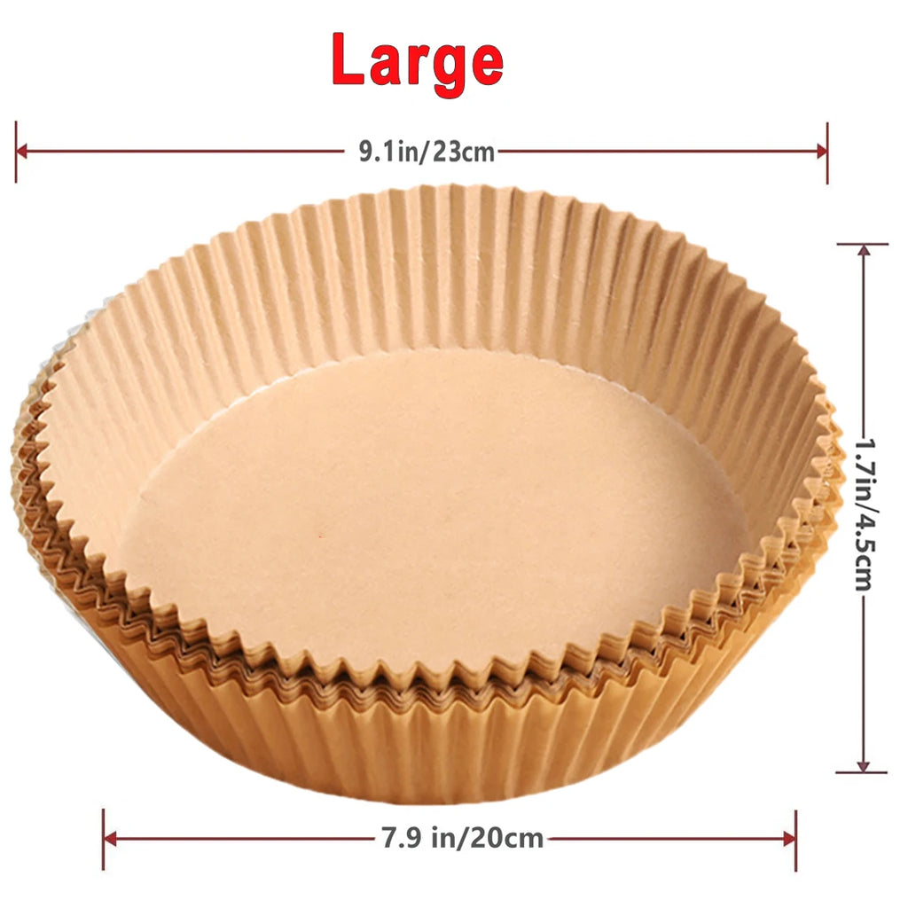 Air Fryer Disposable Paper Liners (50/100 Pack) | Non-Stick, No-Mess Cleanup for Easy Cooking