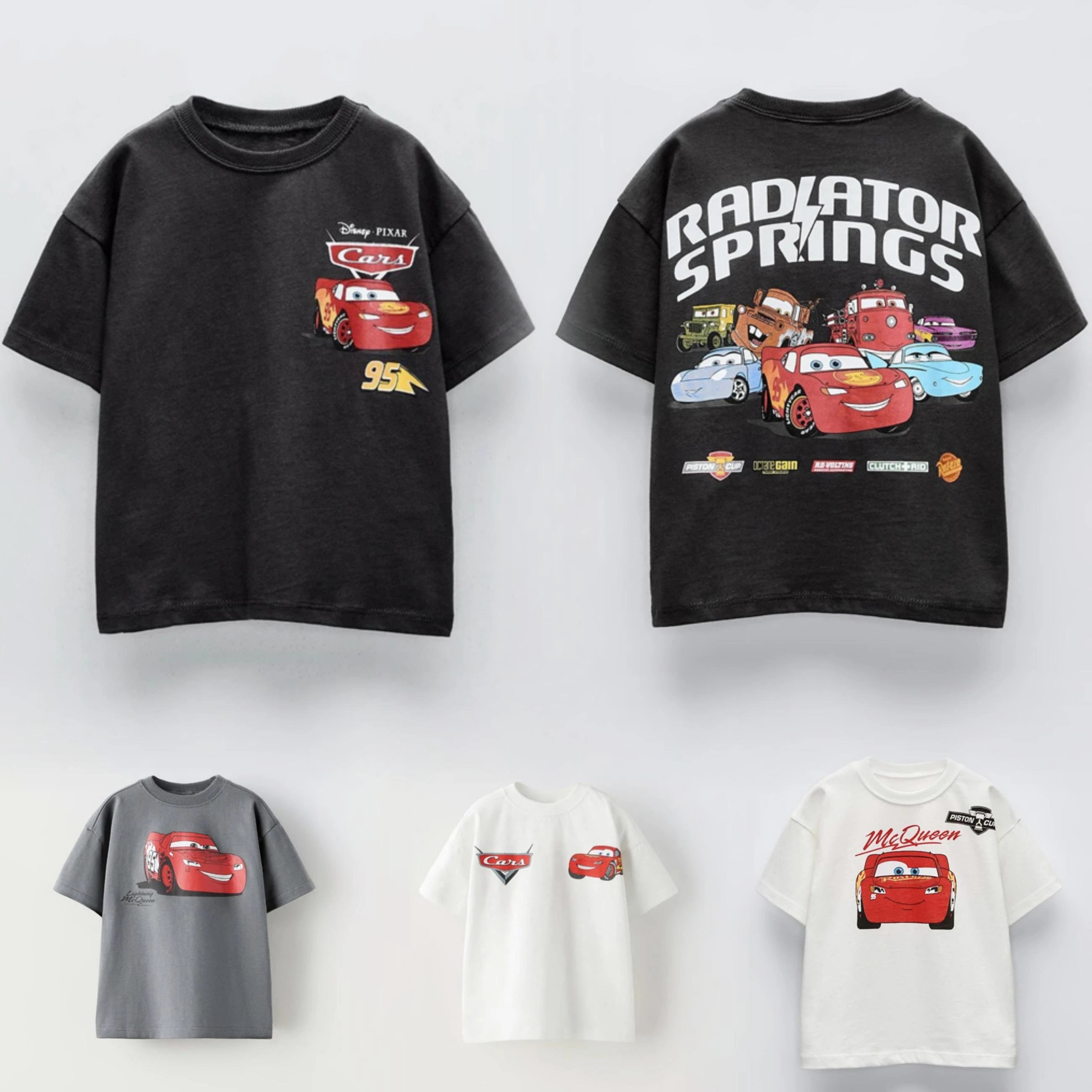 Car Cartoon Tee for Boys – Summer Short Sleeve Casual Kids T-Shirt with Printed Pattern