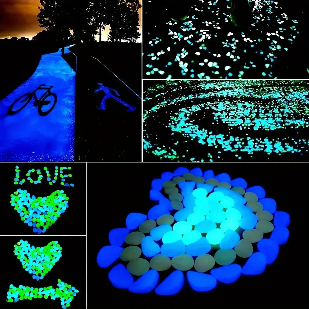 Glow in the Dark Garden Pebbles (100PCS) – Luminous Stones for Walkways, Planters, Patio & Aquarium Decor