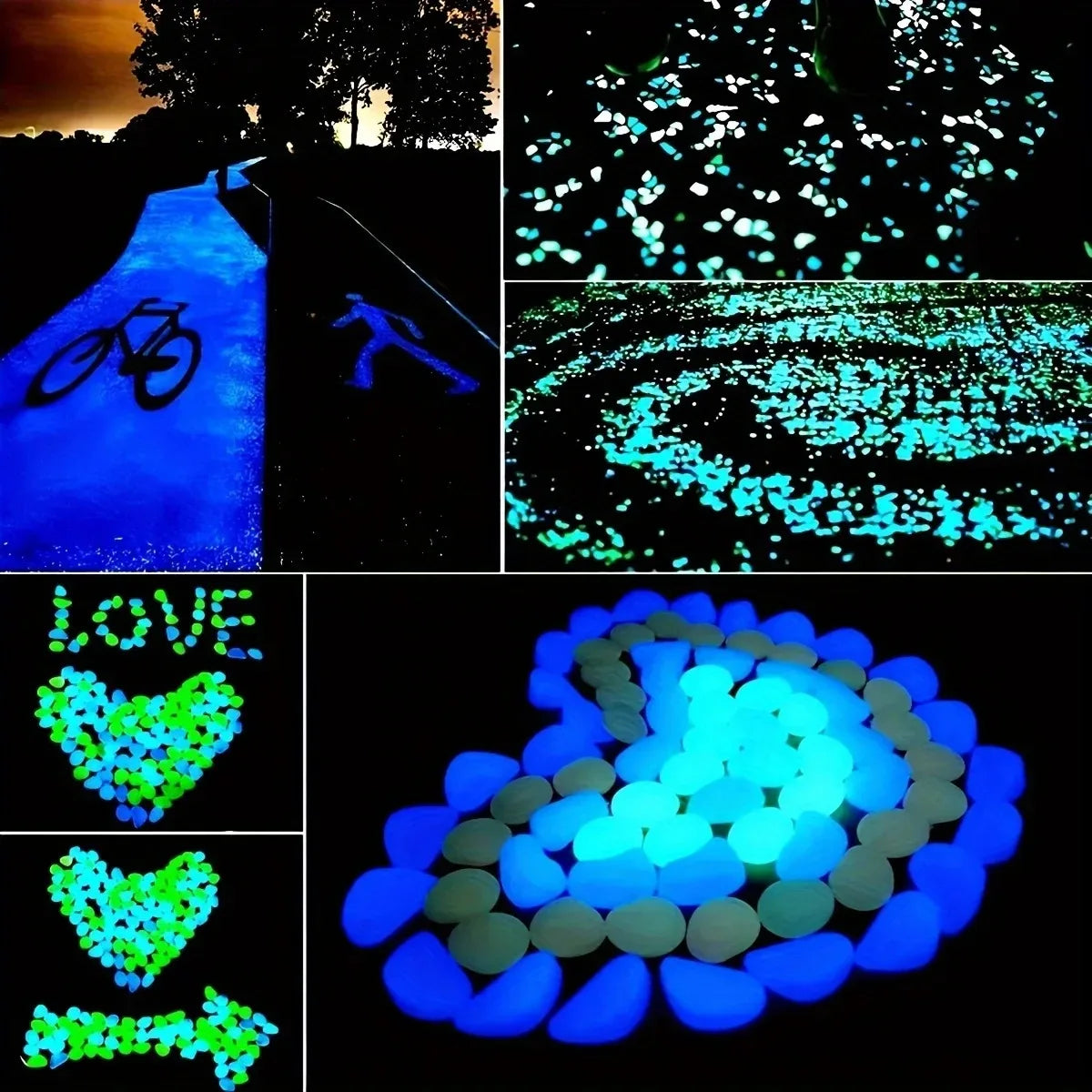 Glow in the Dark Garden Pebbles (100PCS) – Luminous Stones for Walkways, Planters, Patio & Aquarium Decor