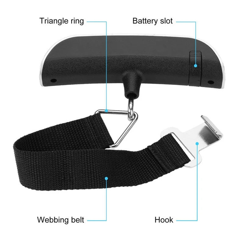 Portable Digital Luggage Scale – 110lb/50kg Electronic Hanging Suitcase Travel Weight Tool with LCD Display