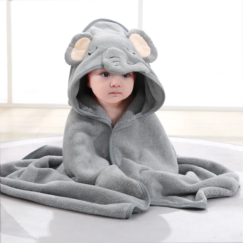 Cartoon Animal Baby Hooded Towel – Soft Swaddle Blanket for Newborns & Toddlers