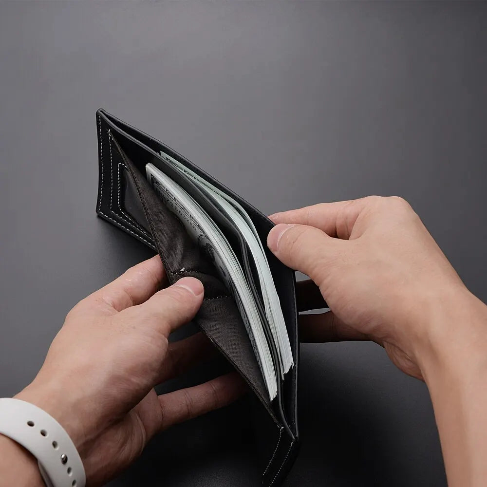 PU Leather Men’s Short Wallet – Thin Folding Credit Card Holder, Compact England Style