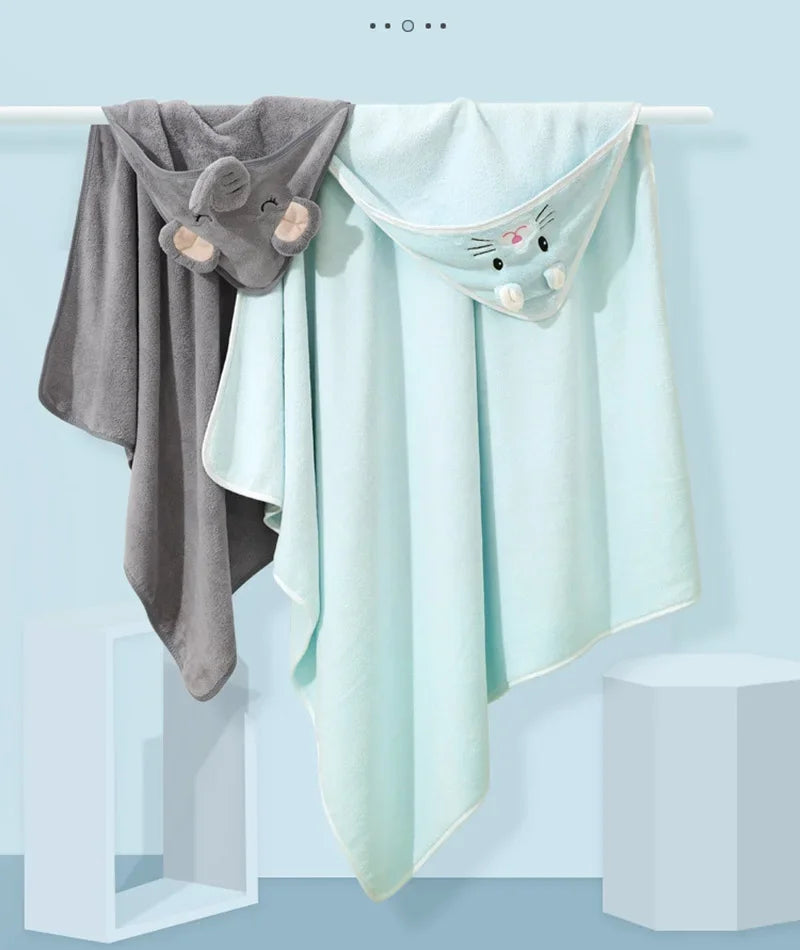 Cartoon Animal Baby Hooded Towel – Soft Swaddle Blanket for Newborns & Toddlers