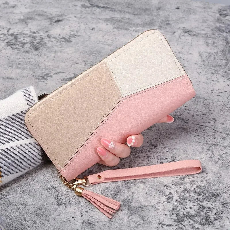 Fashion Zipper Wallet for Women – Long PU Leather Purse, Coin & Card Holder, Stylish Billfold