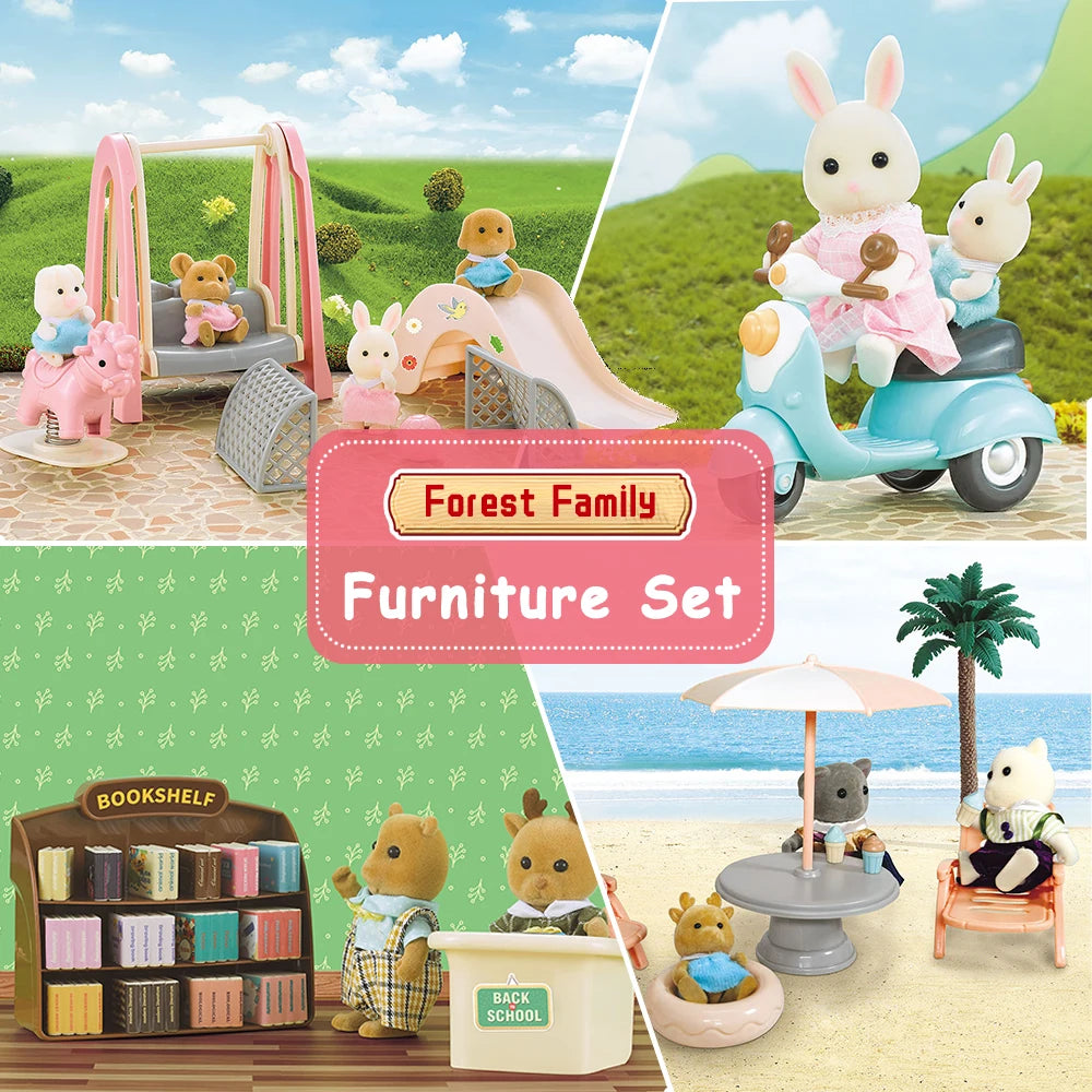 1:12 Miniature Dollhouse Furniture – Forest Family Kitchen & Dining Accessories, Pretend Play Toys for Girls
